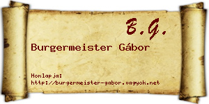 Burgermeister Gábor névjegykártya