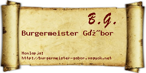 Burgermeister Gábor névjegykártya